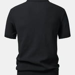 Textured Zip Up Knit Polo Shirt