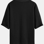 Relax Fit Geometric Jacquard V Neck Three Quarter Sleeve T-Shirt & Shorts