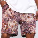 Oil Painting Floral Print Drawstring Shorts