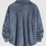 Men's Casual Warmth  Solid Color Button Front Fluffy Fleece Jacket