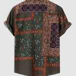 Men's Vintage Ethnic Style Cotton Linen Short Sleeve Shirt