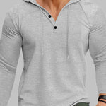 Men's waffle Henry hooded long-sleeved shirts