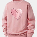 Doodle Heart Print Relax Fit Sweatshirt