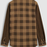 Men's corduroy retro fashion Color Blocking lapel long-sleeved shirt