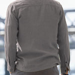 Men's Double Pocket Cotton-Linen Long Sleeve Shirt