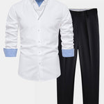 Long Sleeve Button Up Oxford Shirt & Slim Fit Tapered Trousers