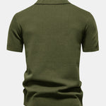 Pineapple Texture Knit V Neck Polo Shirt