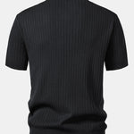 Stripe V Neck Knit Polo Shirt