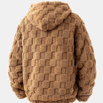 Relax Fit Checkerboard Kangaroo Pocket Teddy Hoodie & Jogger Pants