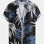 Tropical Leaves Print Button Up Shirt & Swim Shorts