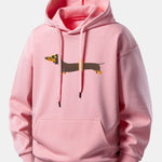 Dachshund With Swimming Ring Print Relax Fit Hoodie