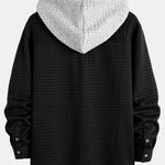 Contrast Waffle Hooded Shirt & Drawstring Waffle Jogger Pants