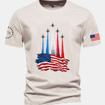 Regular Fit Fighter Jets With USA Flag Print Cotton T-Shirt