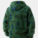 Relax Fit Tribal Geometry Teddy Hoodie & Shorts