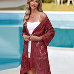 Zeagoo Women Lace Crochet Coverups Open Front Cardigan Sheer Cover Up 3/4 Sleeve Kimono (US Only)