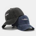 Shark Embroidered Washed Baseball Cap