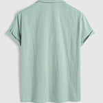 Men's casual textured Cuban collar short-sleeved shirt