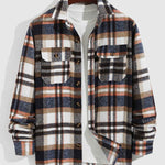 Men's Classic Plaid Wool Blend Button Down Long Sleeve Shirt Jacket