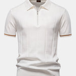 Contrast Trim Zipper Knit Polo Shirt