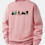 Christmas Black Cat Print Relax Fit Sweatshirt