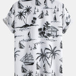 Island Sailing Print Button Up Shirt & Swim Shorts