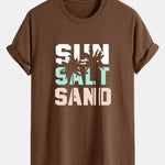 Regular Fit Sun Sand Palm Tree Print Cotton T-Shirt