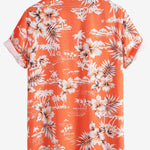 Palm Tree Tropical Flora Print Button Up Shirt & Swim Shorts
