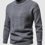 Men's solid color half turtleneck casual jacquard sweater