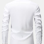 Long Sleeve Embroidered Hidden Buttons Placket Shirt