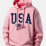 USA Flag Print Relax Fit Hoodie