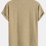 Striped Towelling Texture Arc Hem T-Shirt & Shorts