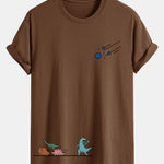 Regular Fit Dinosaurs Avoid Meteorites Print Cotton T-Shirt