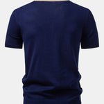 Textured Color Block Knit Polo & Slim Fit Tapered Trousers