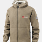 Polar Fleece Zipper Pocket Hooded Coat