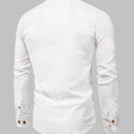 Men's Solid Color Cotton Linen Stand Collar Shirt