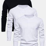 3 Pieces Basic Long Sleeve Cotton T-Shirts