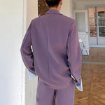 Rolled-up Sleeves Design Lace-up Suit Jacket Loose Casual Pants Two-piece Suit