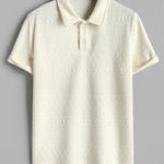 Geometric Retro Jacquard Polo + Casual Shorts 2-piece set-Beige