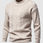 Men's solid color half turtleneck casual jacquard sweater