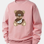 Stripe Bear Print Relax Fit Sweatshirt