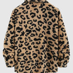 Men's Leopard Print Fleece Single Pocket Button Jacket