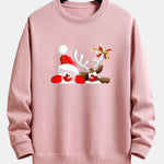 Santa Claus And Reindeer Print Relax Fit Sweatshirt