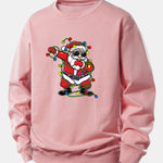 Christmas Lights Santa Claus Print Relax Fit Sweatshirt