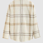 Men's Plaid Fluffy Faux Fur Lapel Double Pocket Casual Jacket