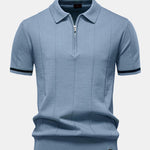 Contrast Trim Zipper Knit Polo Shirt
