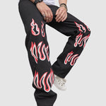Men's Zip Access Flame Embroidered Jeans