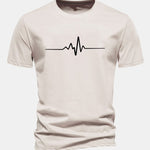 Regular Fit Heartbeat Flatline Print Cotton T-Shirt
