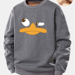 Duck Print Teddy Fleece Lined Sweatshirt