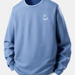 Smiley Face Print 2 In 1 Long Sleeved Waffle T-Shirt