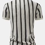 Stripe Eyelet Knitted Shirt
